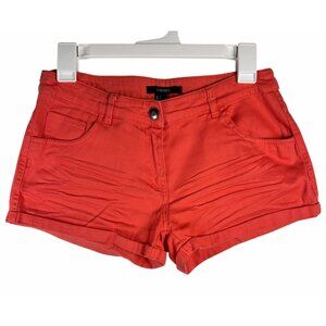 Forever 21 Womens Y2K Stretchy Mini Shorts Coral Sz S Denim Streetwear
